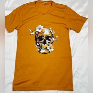 Mustard  Skull Graphic T- Shirt